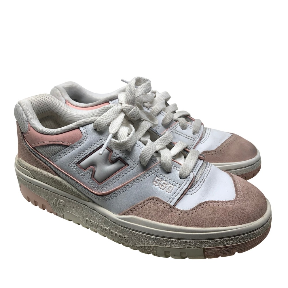 New Balance 550 Sneakers 4 Kids White Pink Low Top Retro Basketball